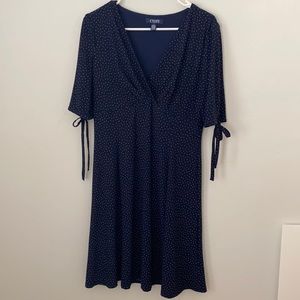 Chaps Navy Blue White Polka Dot Dress Size M
